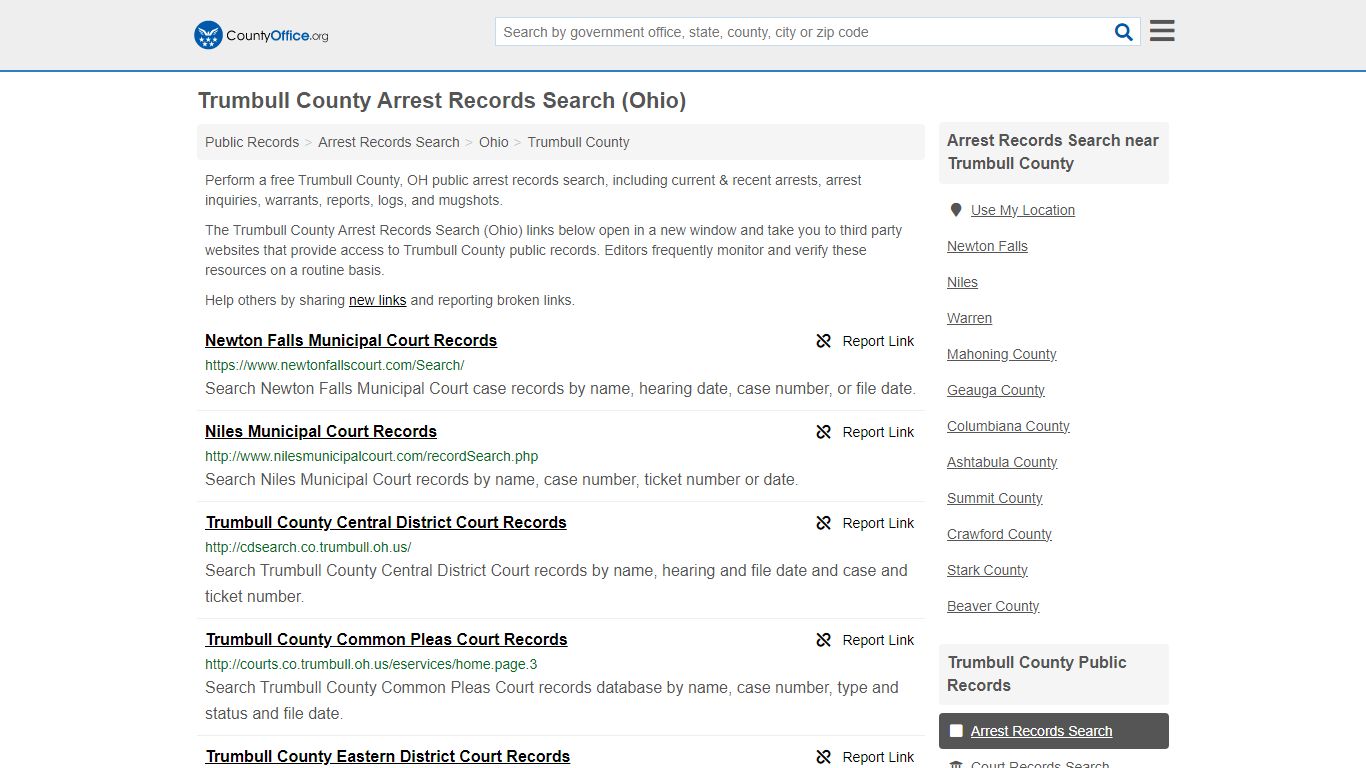 Arrest Records Search - Trumbull County, OH (Arrests & Mugshots)